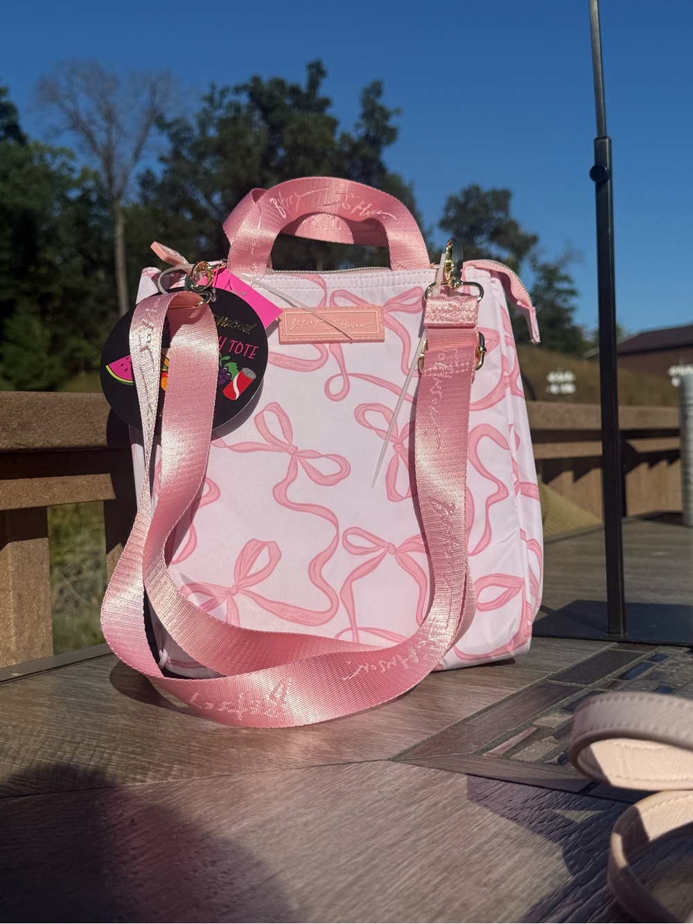 NWT Betsey Johnson Pink Bow Quilted Insulated Lunch Tote Bag